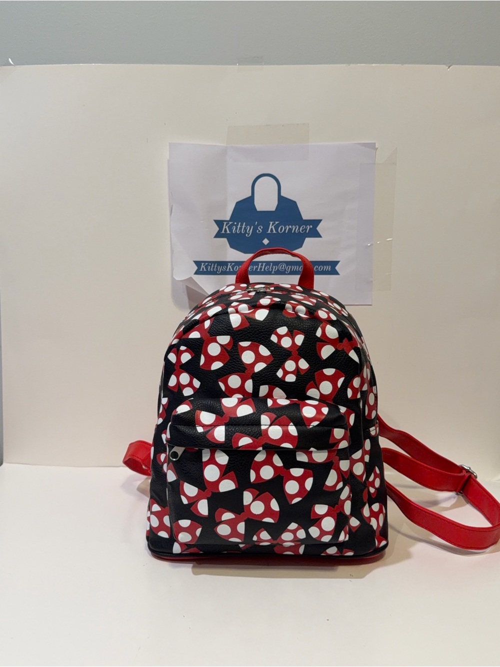 NWOT Disney Red Bow Polka Dot Minnie Mouse Backpack